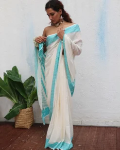 Abhaya Handwoven Linen Cotton Jamdani Saree - Uma