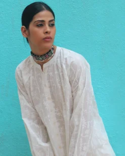 Adaag Cotton Kurta - Safed