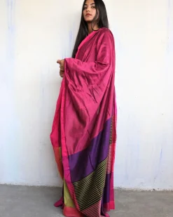 Ahona Handwoven Pure Cotton Viscose Saree  - Holi