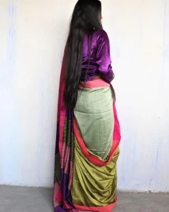 Ahona Handwoven Pure Cotton Viscose Saree  - Holi