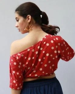 Alice Hand Block-Printed Cotton Blouse - Polka