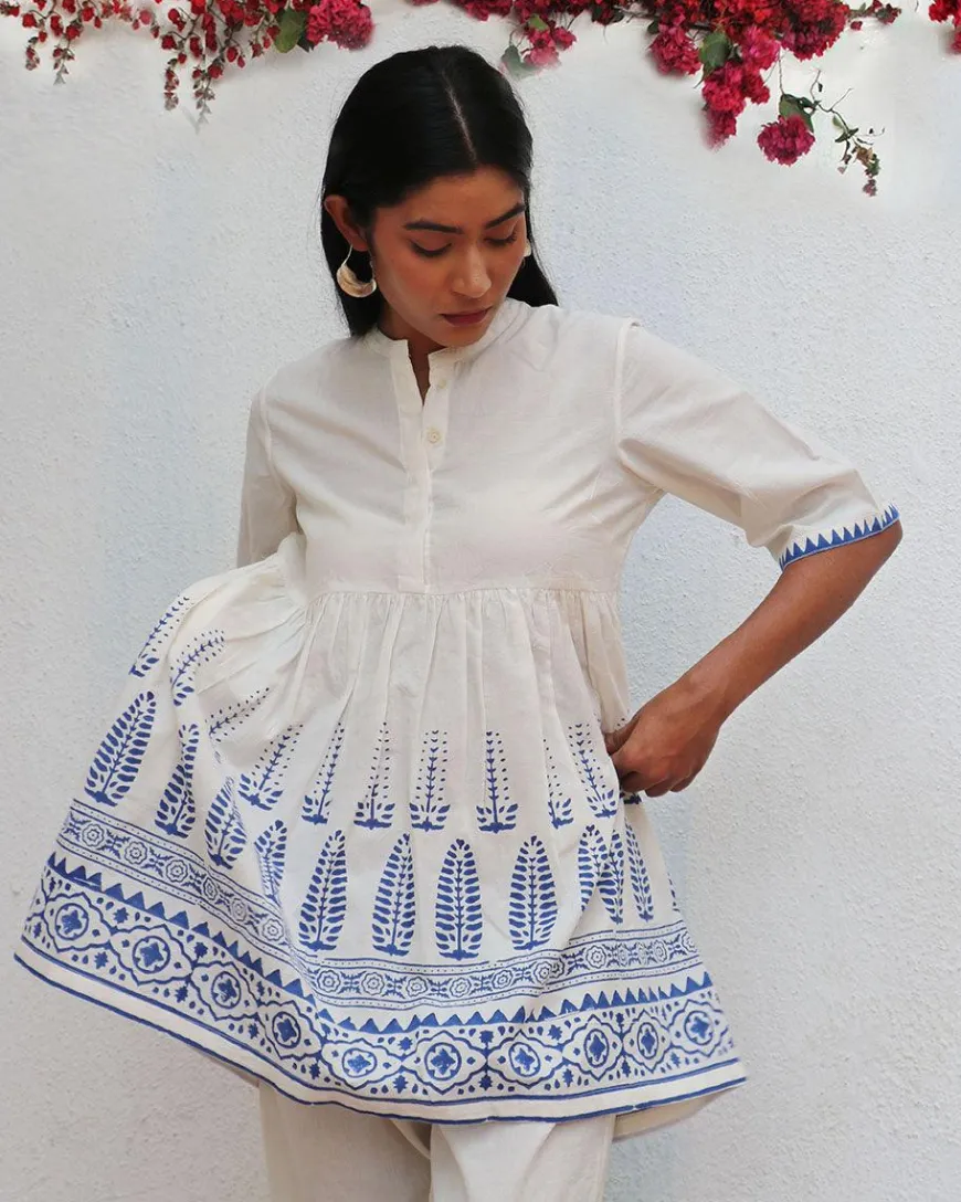 Alizeti Blockprinted Cotton Top - BGVL