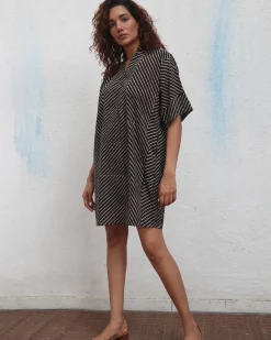 Almond Butter Handblock Printed Cotton Dress - Mono