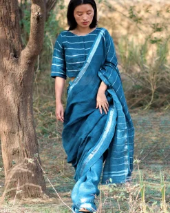 Ambar Handwoven Linen Saree