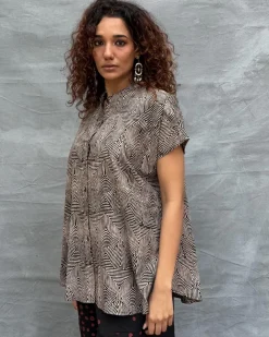 Amber Horizon Blockprinted Cotton Top