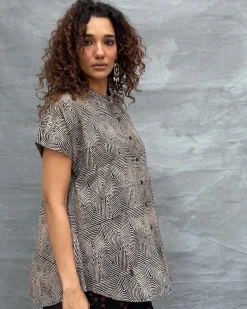 Amber Horizon Blockprinted Cotton Top