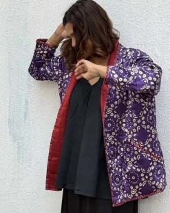 Ambernest Mashru Silk Reversible Quilted Jacket