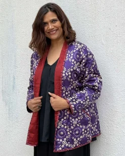 Ambernest Mashru Silk Reversible Quilted Jacket