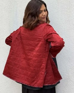 Ambernest Mashru Silk Reversible Quilted Jacket