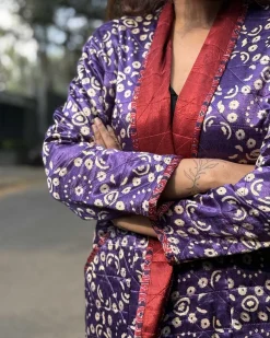 Ambernest Mashru Silk Reversible Quilted Jacket