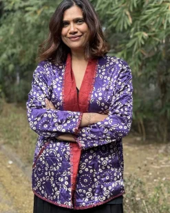 Ambernest Mashru Silk Reversible Quilted Jacket