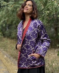 Ambernest Mashru Silk Reversible Quilted Jacket
