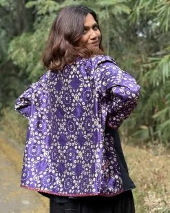 Ambernest Mashru Silk Reversible Quilted Jacket
