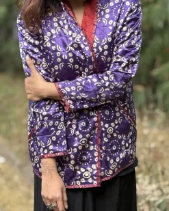 Ambernest Mashru Silk Reversible Quilted Jacket