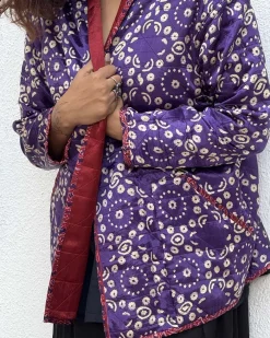 Ambernest Mashru Silk Reversible Quilted Jacket