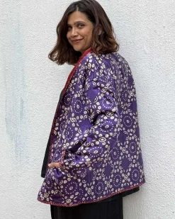 Ambernest Mashru Silk Reversible Quilted Jacket
