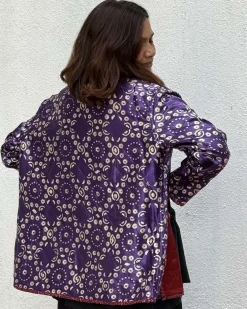 Ambernest Mashru Silk Reversible Quilted Jacket