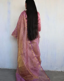 Anaia Handwoven Linen Saree-Melting Moon