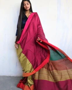 Anika Handwoven Pure Cotton Viscose Saree  - Holi