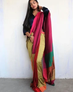 Anika Handwoven Pure Cotton Viscose Saree  - Holi