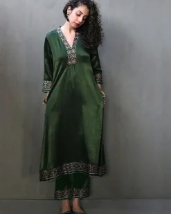 Aranya Block printed Mashru Silk Kurta Set