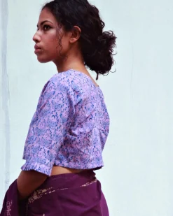 Arden Hand Block-Printed Cotton Blouse - Fmtm