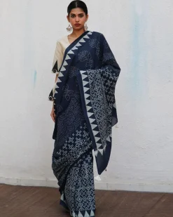 Augusta Blockprinted Cotton Saree - NOMAD