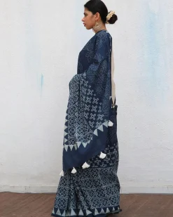 Augusta Blockprinted Cotton Saree - NOMAD