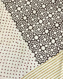 Badal Pe Paon Ivory Block Printed Cotton Saree - WW