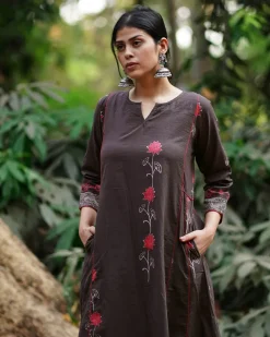 Badal Si Tu Brown Block Printed Cotton Kurti - WW