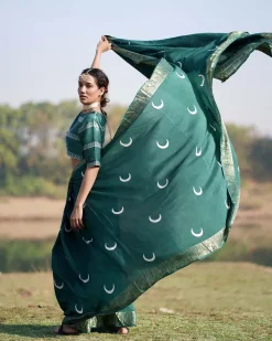 Bansari Blockprinted Dola Silk Saree - RB