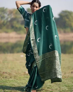 Bansari Blockprinted Dola Silk Saree - RB