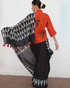 Barkha Blockprinted Cotton Saree - NOMAD