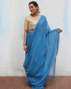 Barkha Handwoven Linen Zari Saree - Jheel