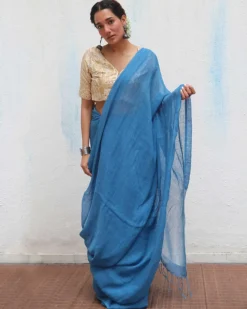 Barkha Handwoven Linen Zari Saree - Jheel