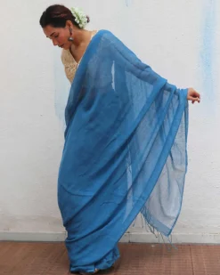 Barkha Handwoven Linen Zari Saree - Jheel