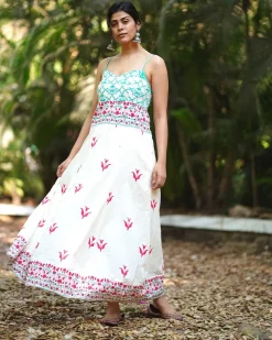 Begonia’s Blush Ivory Block Printed Dress - MMG