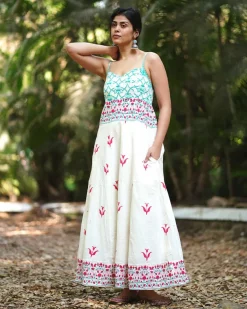 Begonia’s Blush Ivory Block Printed Dress - MMG