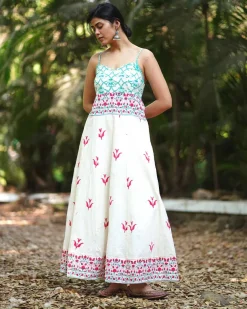 Begonia’s Blush Ivory Block Printed Dress - MMG
