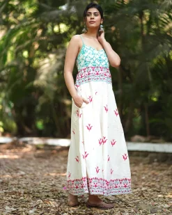 Begonia’s Blush Ivory Block Printed Dress - MMG