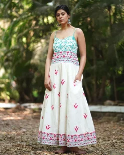 Begonia’s Blush Ivory Block Printed Dress - MMG