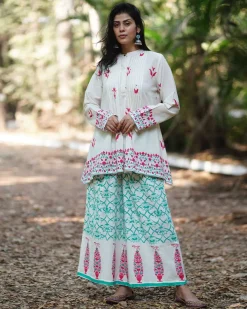 Bellflower’s Bloom Ivory Handblock Kurti - MMG