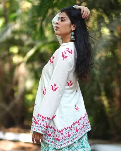 Bellflower’s Bloom Ivory Handblock Kurti - MMG