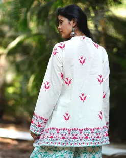Bellflower’s Bloom Ivory Handblock Kurti - MMG