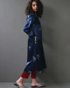 Bhamerii Handprinted Mashru Silk Kurta Set