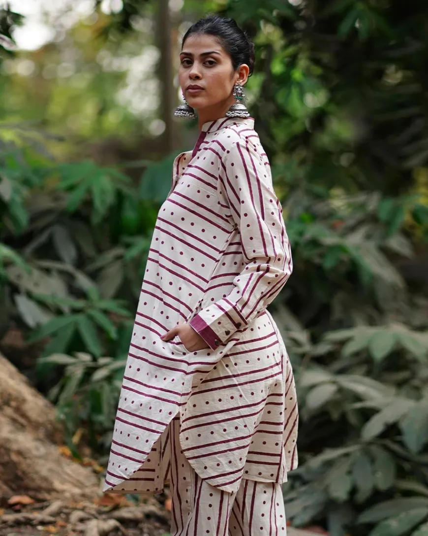 Bhanwar Si Tu Ivory Block Printed Cotton Kurta set - WW