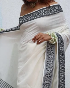 Bhavani Handwoven Linen Cotton Jamdani Saree - Uma