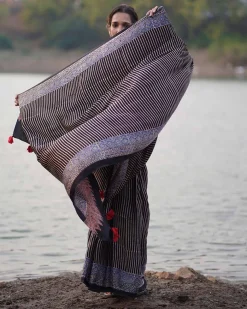 Bhumika Blockprinted Modal Silk Saree - Jaisal