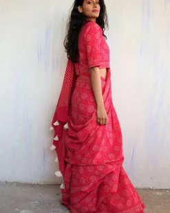 Bira Hand Blockprinted Cotton Saree - Butterfly Girls