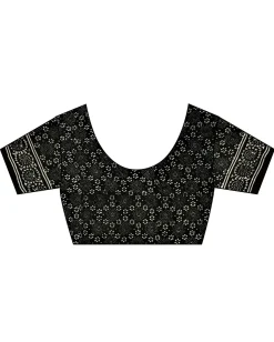 Black Block Printed Cotton Mul Saree